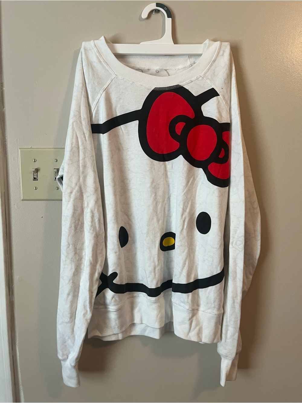 Hello Kitty Graphic Sweatshirt - White with Red Bow Sanrio Hello Kitty White Swe